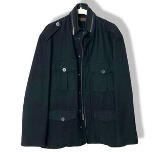 Perry Ellis men's pea coat jacket rain hood XL black
